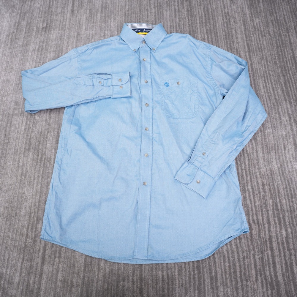 Wrangler George Strait Shirt Mens XL Blue Excellent Cowboy Cut Long Sleeve